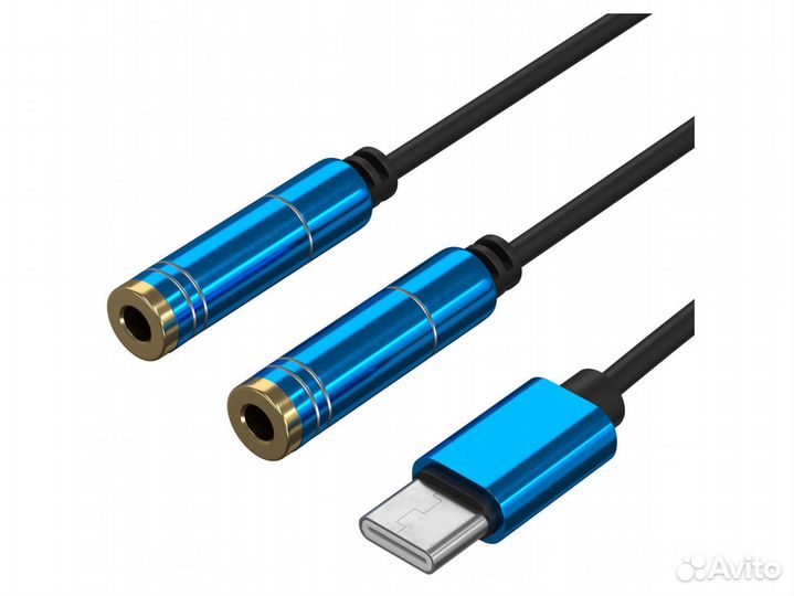 Сплиттер gsmin Harp Type-C (M) - 2 x Mini Jack(F)