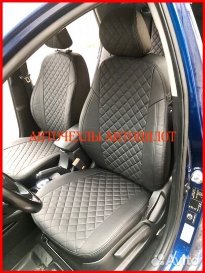 Чехлы Автопилот Opel Corsa из экокожи чёрные Ромб