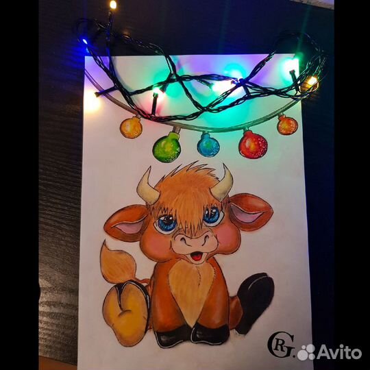 Новогодние иллюстрации (цифровые) с фоном и без