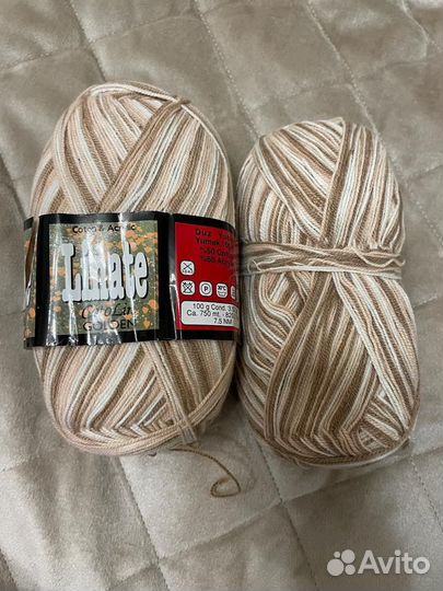 Пряжа для вязания Linate бежевая, разноцветная