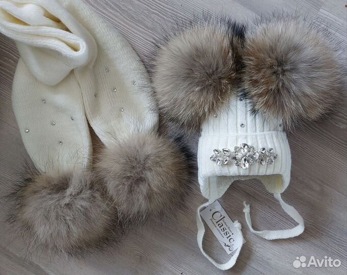 Шапка и шарф мо стразами