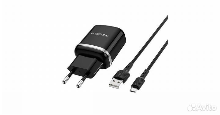 Сзу borofone BA-36AQC3.0 18W +microUSB 2.1A Black