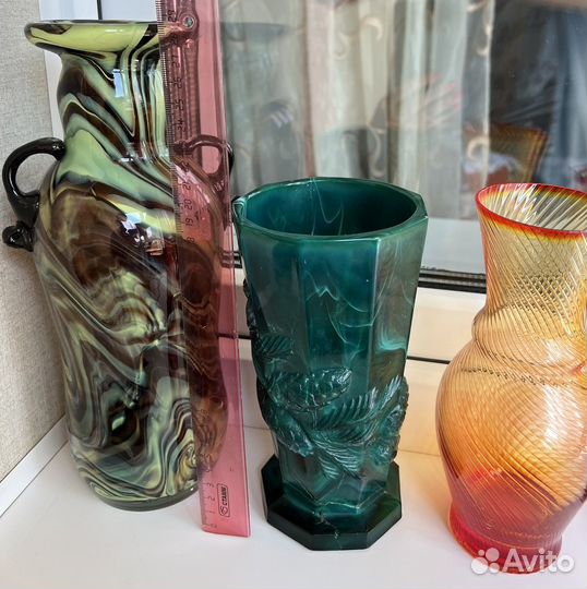 Вазы хрусталь, цветное стекло винтаж СССР