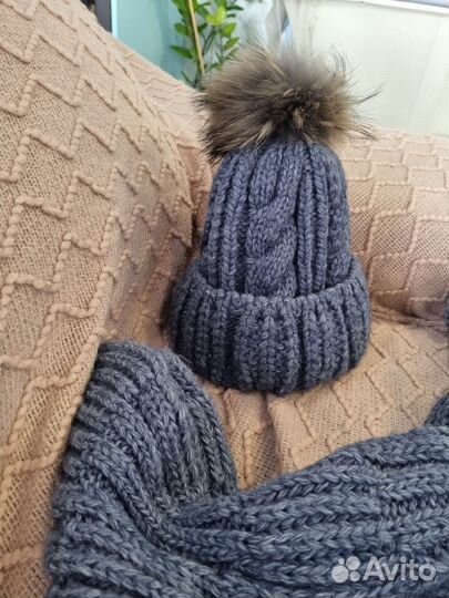 Шапка и снуд комплект зимний