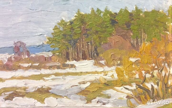 Картина. Весенний день на Нерли. Пейзаж Модоров О