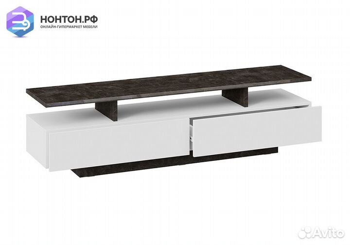 Тумба под тв Монтана тип 1 белый / ателье темный г