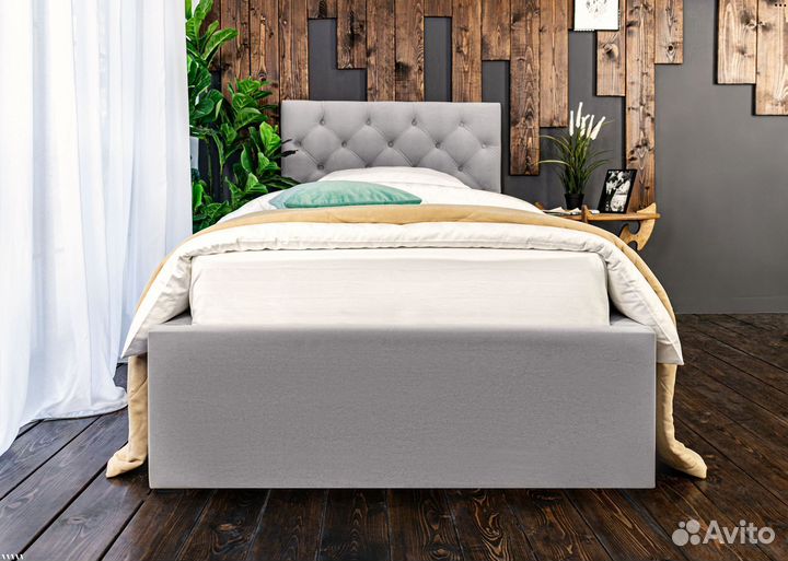 Кровать 80х200 серый велюр Барокко