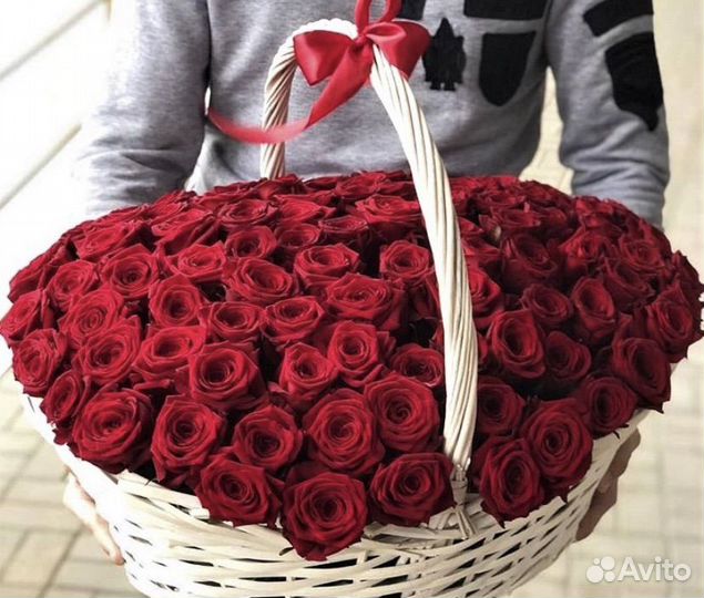 Цветы корзина 101 роза