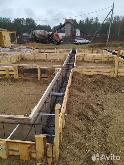 Бетонные работы фундамент отмостка дорожки