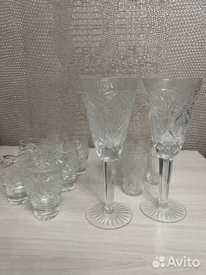 Рюмки, бокалы под шампанское, набор хрустальный