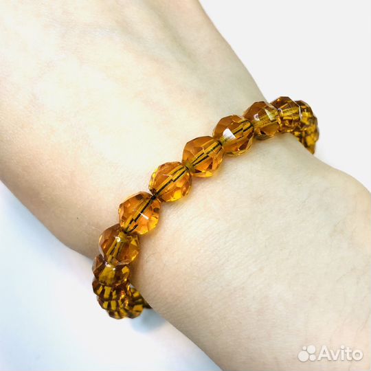 Бусы из медового стекла