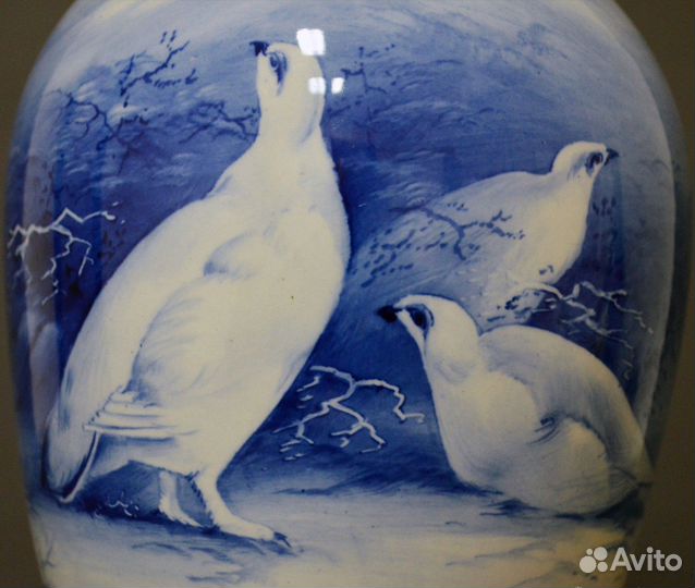 19 век Редкая большая ваза с ручной росписью