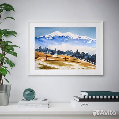 Интерьерная картина акварель цветы пейзаж