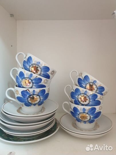 Чайный фарфоровый сервиз времен СССР Барановка
