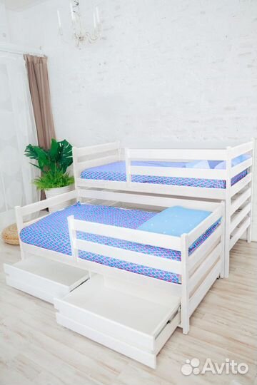 Кроватка с доп. местом из массива для малыша матре