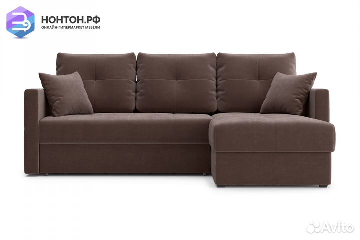 Диван угловой дельфин Вита коричневый