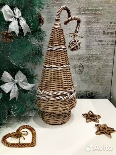 Плетёный футляр-елка для шампанского или конфет