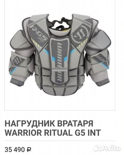 Вратарский нагрудник warrior rg5 int