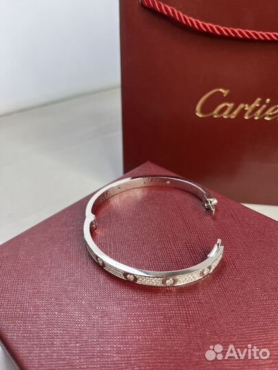 Браслет cartier love белое золото