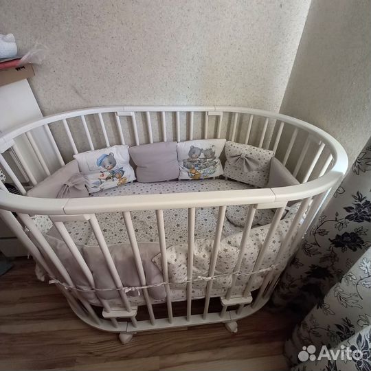 Кроватка трансформер круглая, овальная