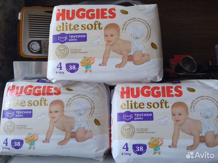 Huggies elite soft 4 трусики 9-14 кг