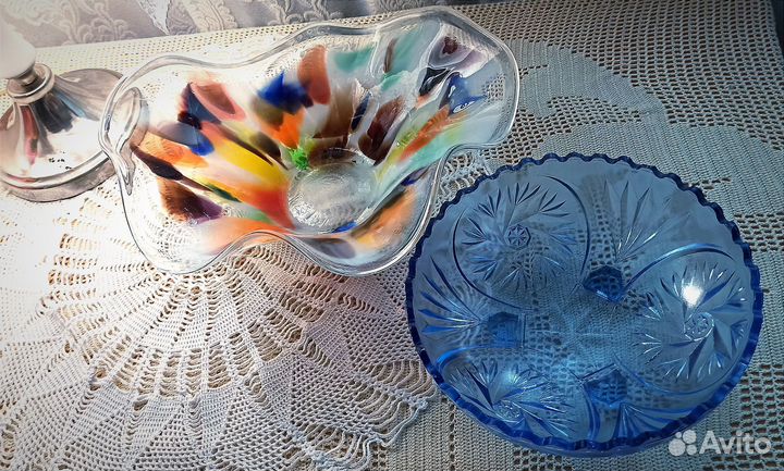 Вазы цветное синее стекло СССР цена за лот