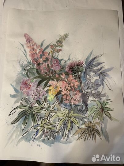 Картина акварель цветы