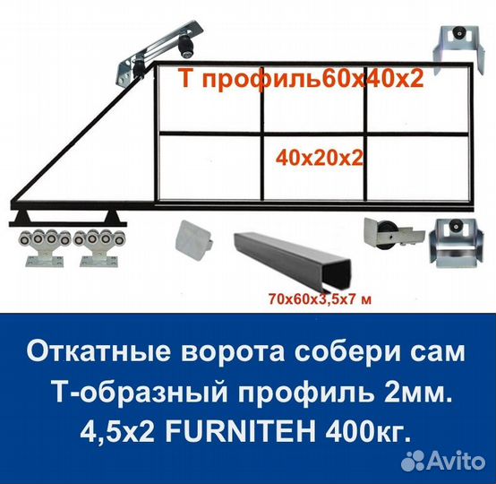 Откатные ворота furniteсh 4,5х2 
