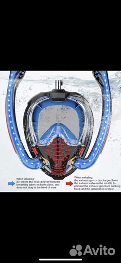 Маска для снорклинга плавания Double L/XL