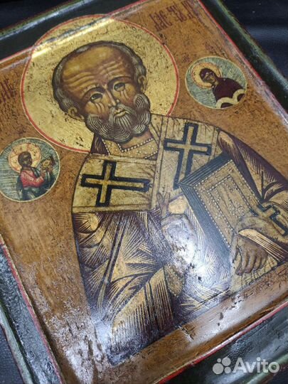Старинная икона св Николай Чудотворец
