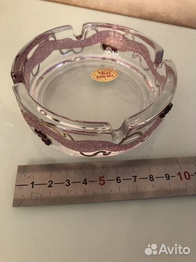 Чешская пепельница богемское стекло крошка граната