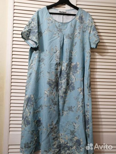 Платье летнее лен. 58 размер маломерит