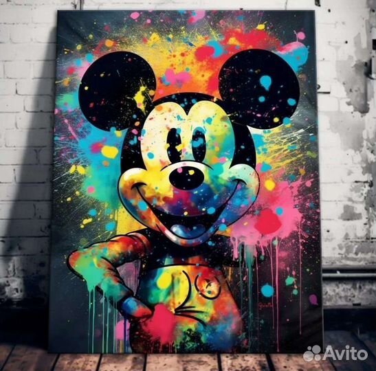 Яркая картина маслом Микки Маус Абстракция