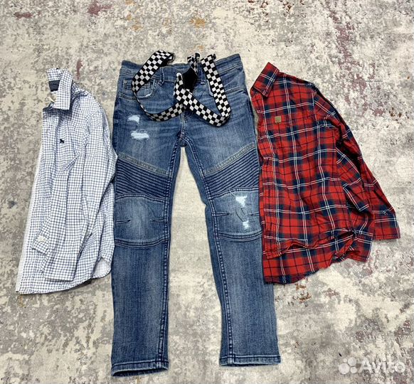 Джинсы, рубашка, кардиган (комплект на мальчика 6