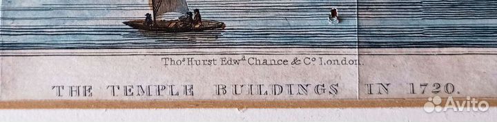 Старинная литография набережная Лондона