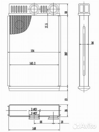 Радиатор отопителя chevrolet cruze opel meriva