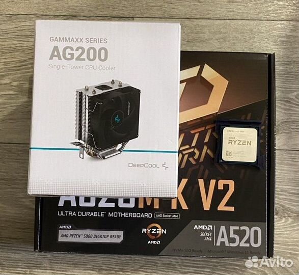 Ryzen 5 5500 + a520m + куллер гарантия 3 года