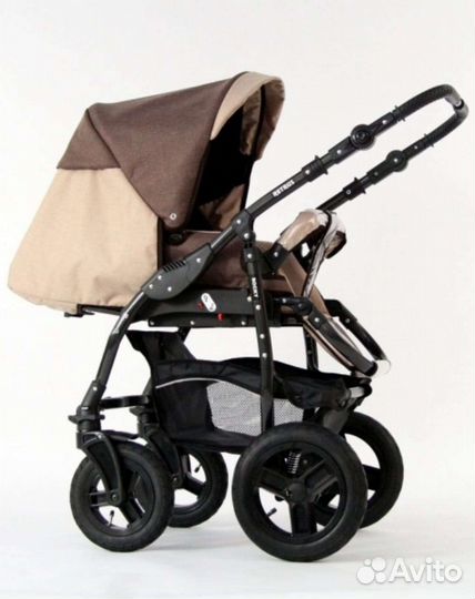 Коляска Retrus Rocky 2 в 1 (шоко/бежевый лен)