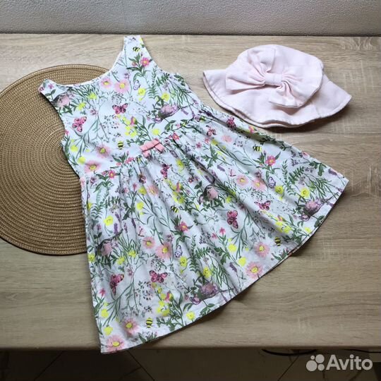 Летние вещи 92-98 р-р платье h&m, панама