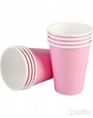Бумажные розовые стаканы 250мл и 350мл