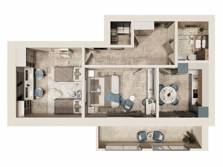 2-к. квартира, 55,2 м², 6/9 эт.