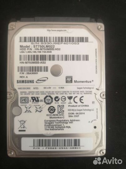 Жесткий диск для ноутбука 750 GB