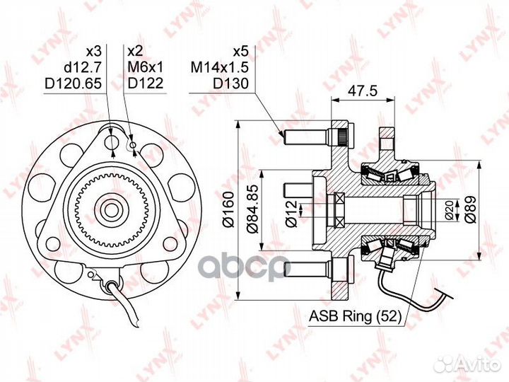 Ступица колеса перед прав/лев WH1161 lynxauto