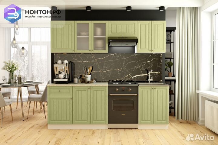 Кухня Хозяюшка 2.4 м фисташка