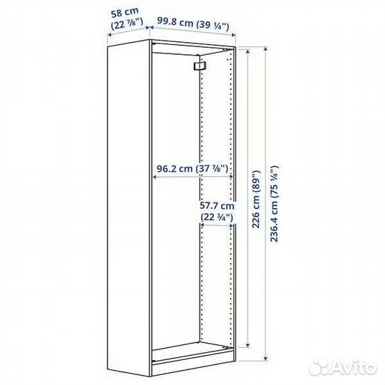 Пакс Каркас гардероба 100х58х236 IKEA