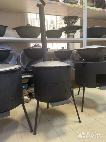 Казан чугунный 12 л. с печкой (Комплект) Магазин