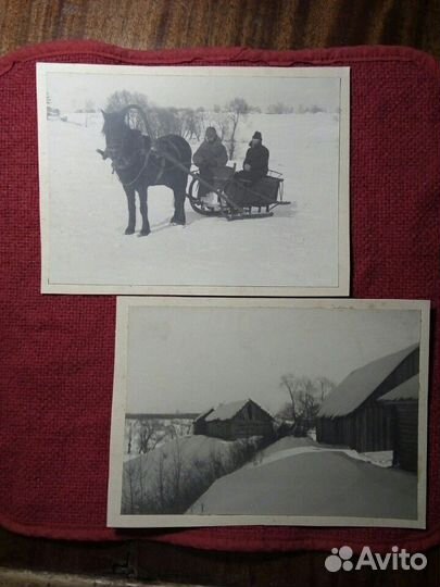 Фото «Русская деревня, сани» до 1917 г. 2 шт