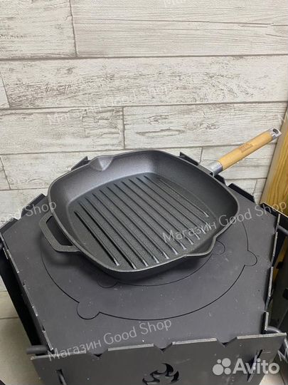 Сковорода чугунная гриль
