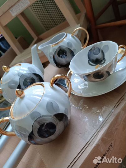 Чайный сервиз дулево розы черные 6 персон