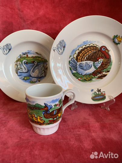 Комплект детской посуды, дулево